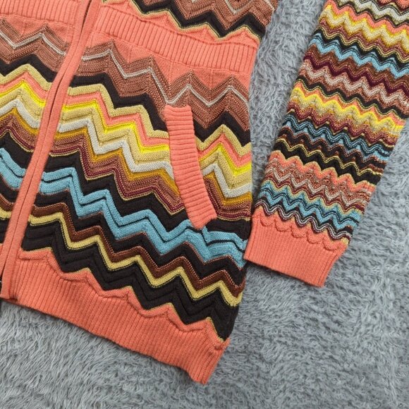 Missoni Target Hoodie Womens XL Multicolor Chevron Knit Zip Up Slim Fit Long - Picture 4 of 16